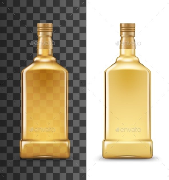 Alcohol Drink Bottle, Tequila or Whiskey Mockup