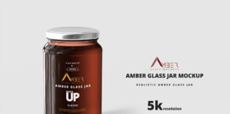 Amber Glass Jar Mockup