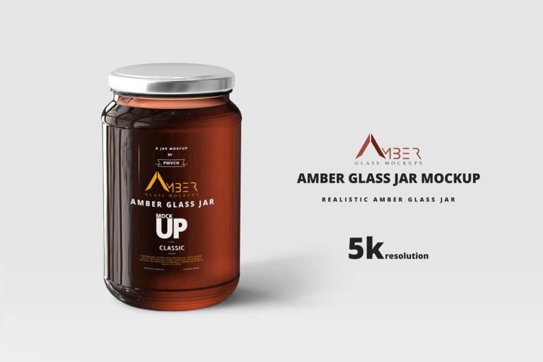 Amber Glass Jar Mockup