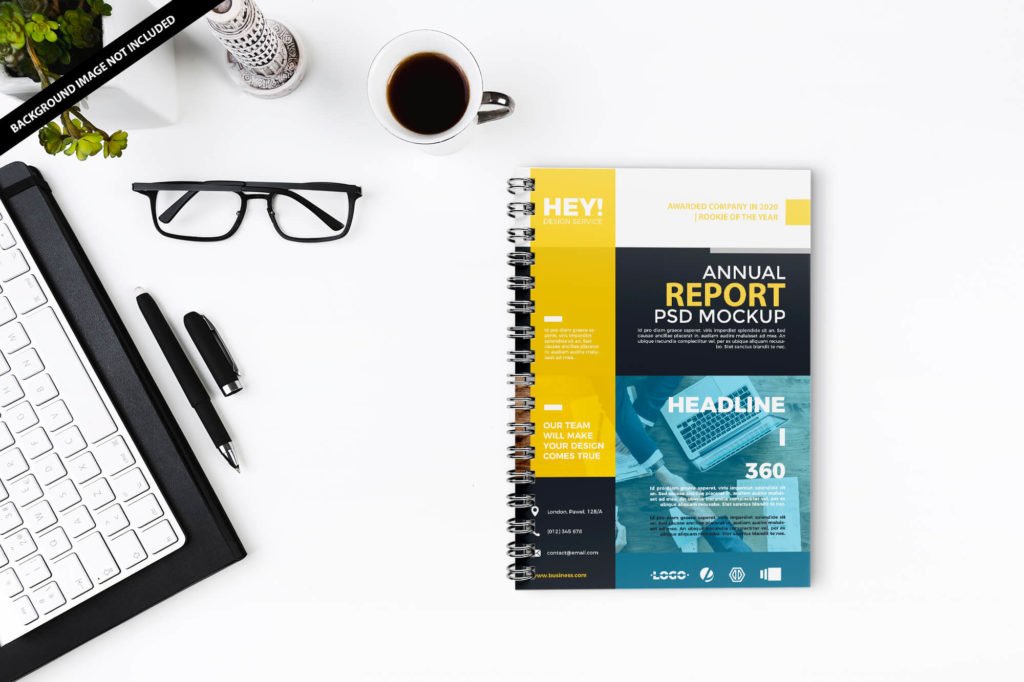 Free Annual Report Mockup PSD Template