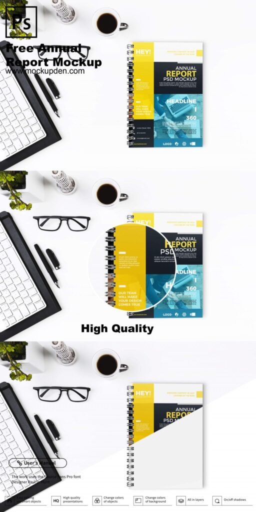 Free Annual Report Mockup PSD Template | Mockup Den