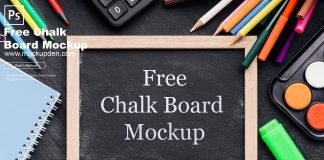 Free Chalk Board Mockup PSD Template