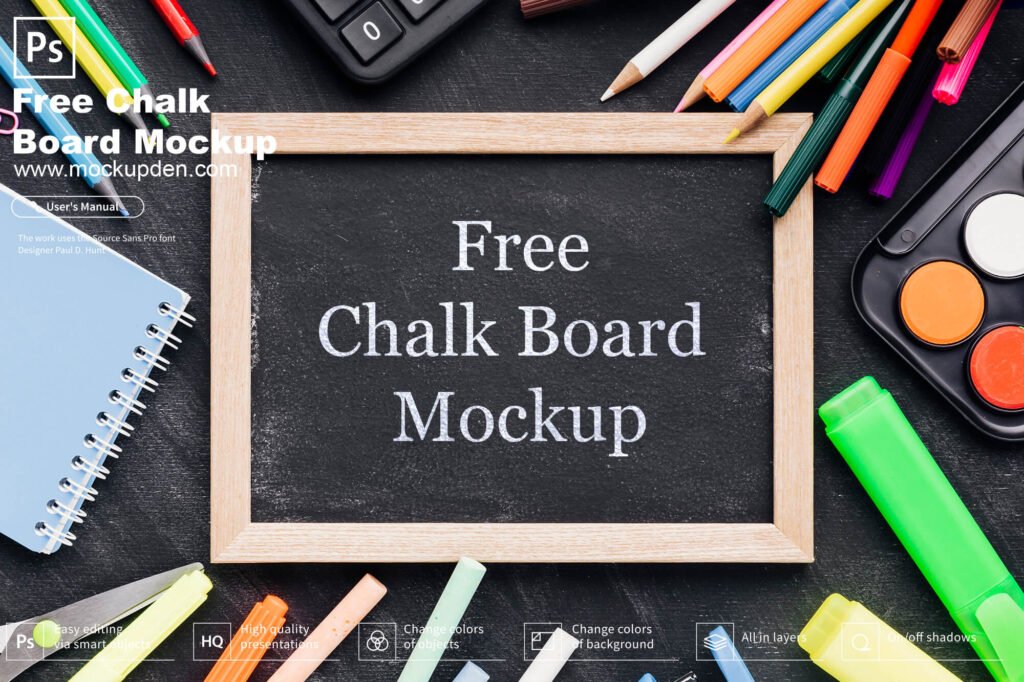 Download Free Chalk Board Mockup PSD Template | Mockup Den