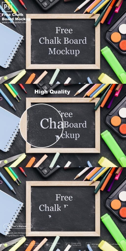 Free Chalk Board Mockup PSD Template