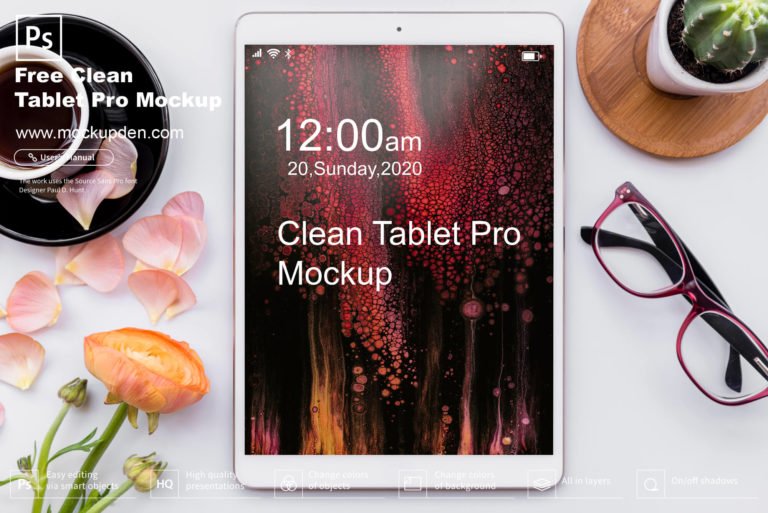 Free Clean Tablet Pro Mockup PSD Template