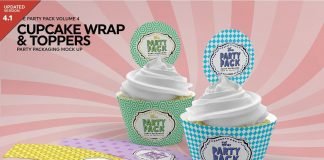 Cupcake Wrap and Topper Mockup