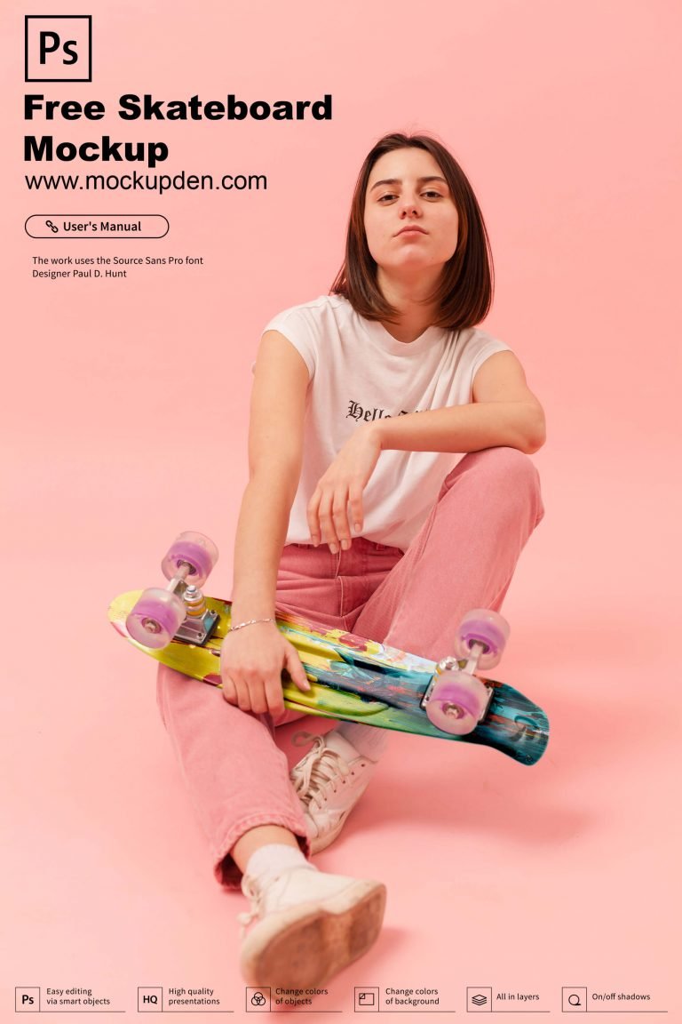 Free Skateboard  Mockup PSD Template