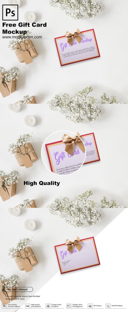 Free Gift Card Mockup PSD Template