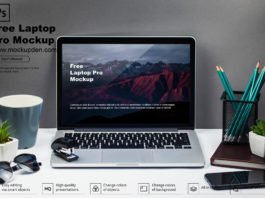 Free Laptop Pro Mockup PSD Template