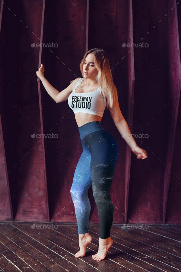 Premium PSD  Leggings and top mockup on girl outdoor