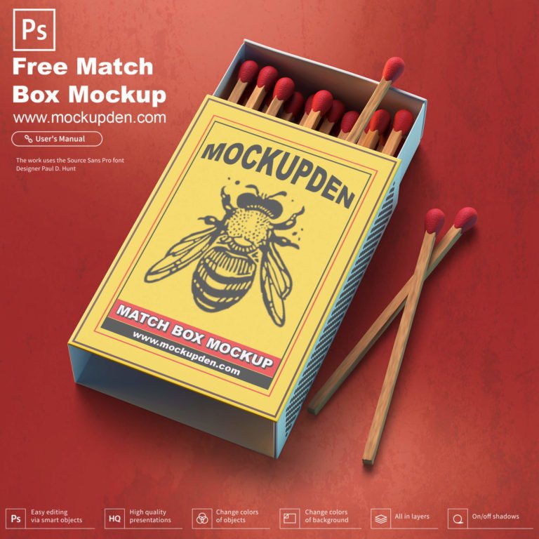 Authentic Free Match Box Mockup PSD Template
