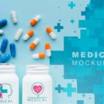 Medical capsules mock-up top view Free Psd