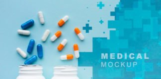 Medical capsules mock-up top view Free Psd