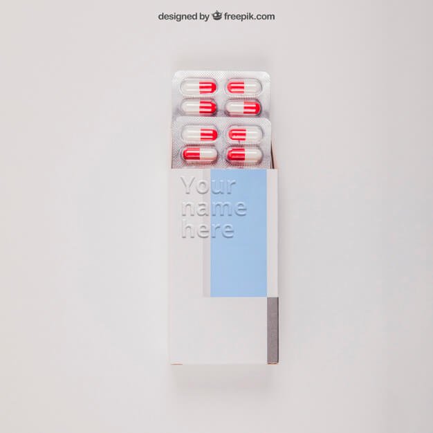 Medical mockup with tablets Free Psd