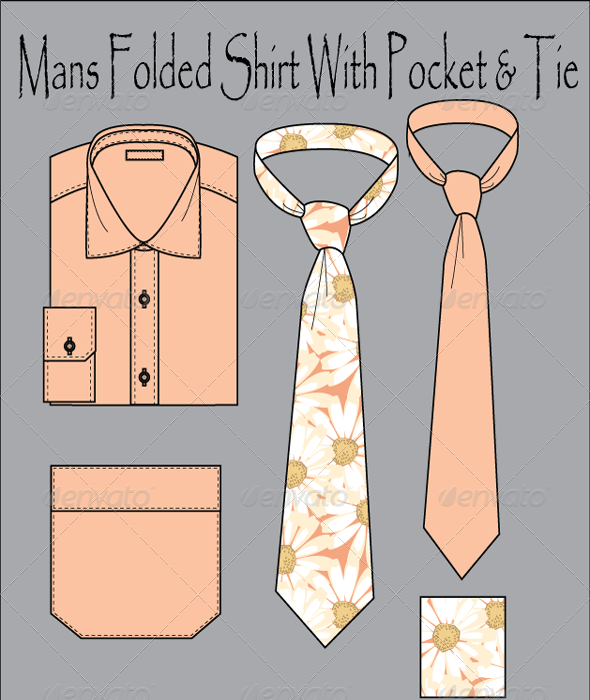 Men's Wear Folded Shirt With Tie Vector