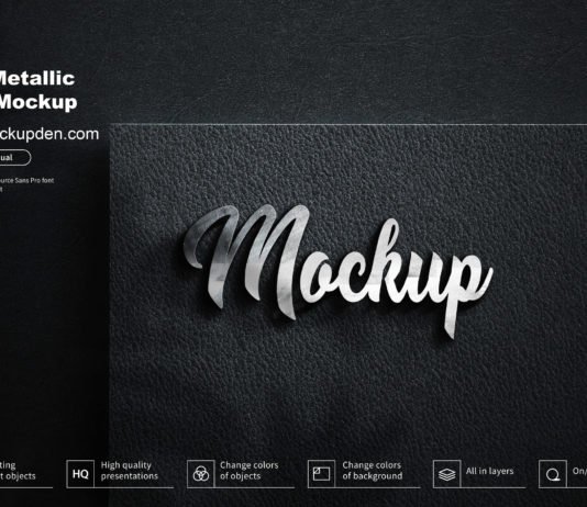Free Metallic Logo Mockup PSD Template