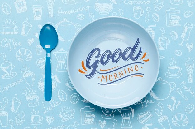 Plate with good morning message Free Psd