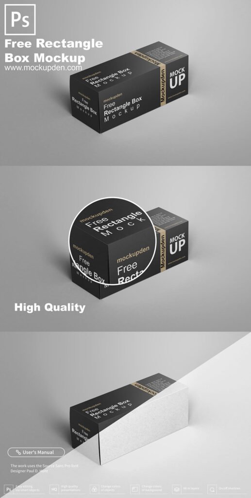 Download Free Rectangle Box Mockup PSD Template | Mockup den