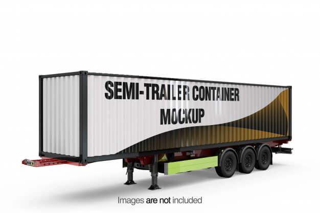 Semi-trailer container mockup Free Psd