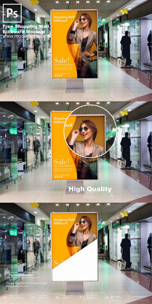 Download Free Shopping Mall Sign Board Mockup PSD Template
