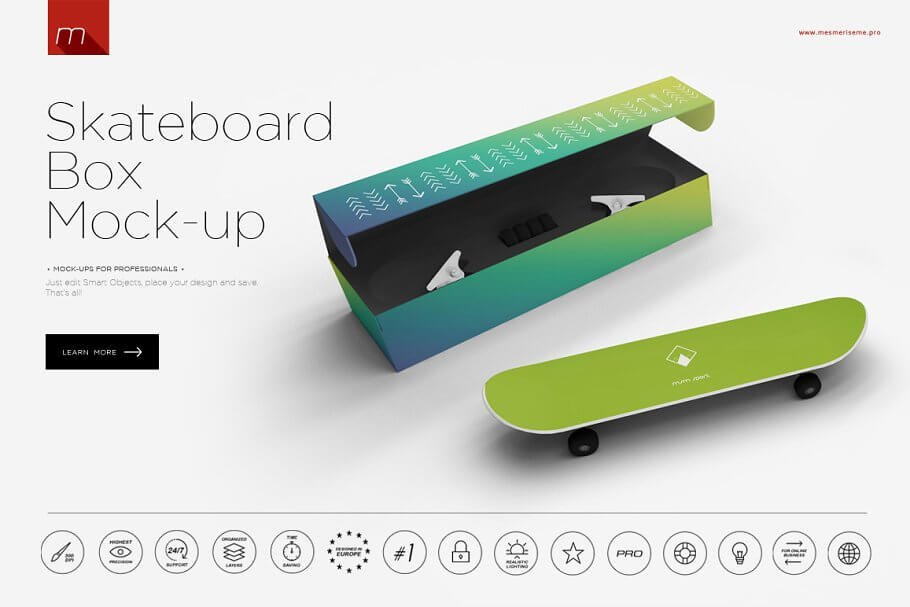 Skateboard with Box Mock-up