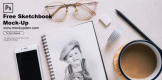 Free Sketchbook Mock-Up PSD Template