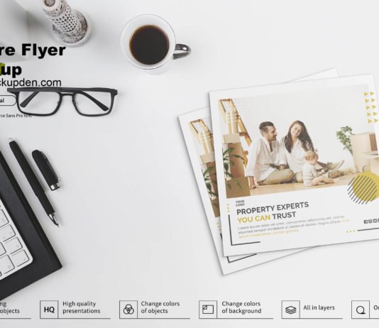 Free Square Flyer Mockup PSD Template