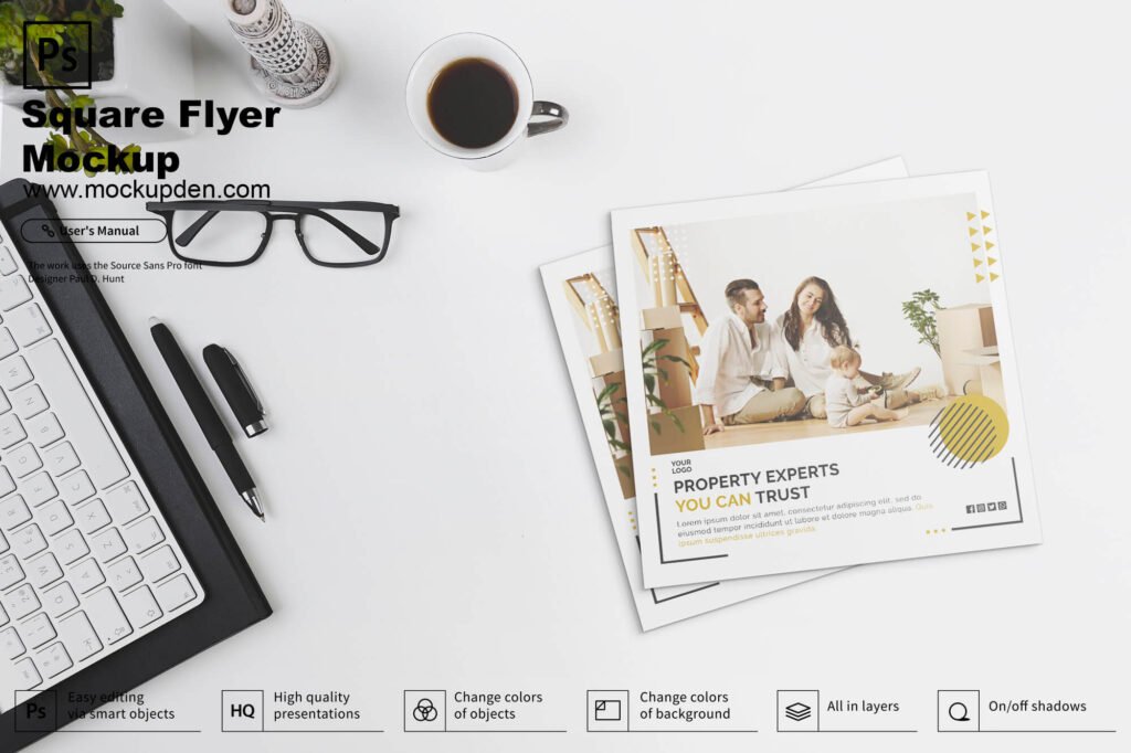 Download Free Square Flyer Mockup PSD Template | Mockup Den