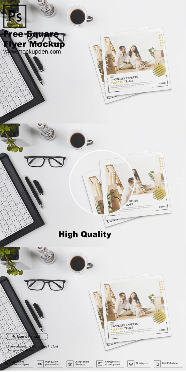 Free Square Flyer Mockup PSD Template | Mockup Den