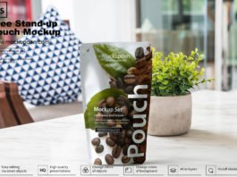 Free Stand-up Pouch Mockup PSD Template