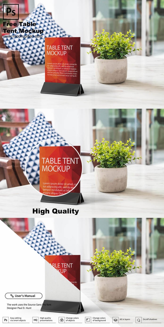 Download Free Table Tent Mockup PSD Template | Mockup Den