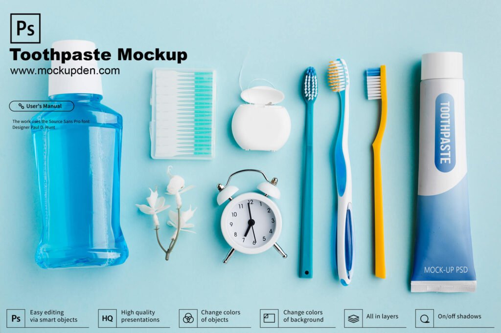 Download Free Toothpaste Mockup Scene PSD Template | Mockup Den