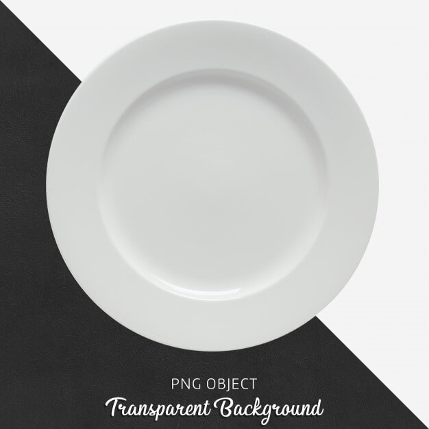 Transparent white ceramic or porcelain round plate Premium Psd