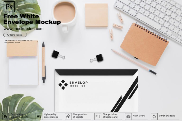 Free White Envelope Mockup PSD Template