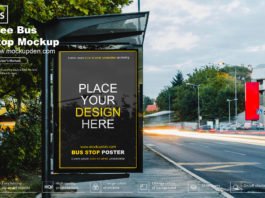 Free Bus Stop Pster Mockup PSD Template