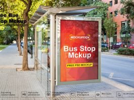 Free Bus Stop Mockup PSD Template