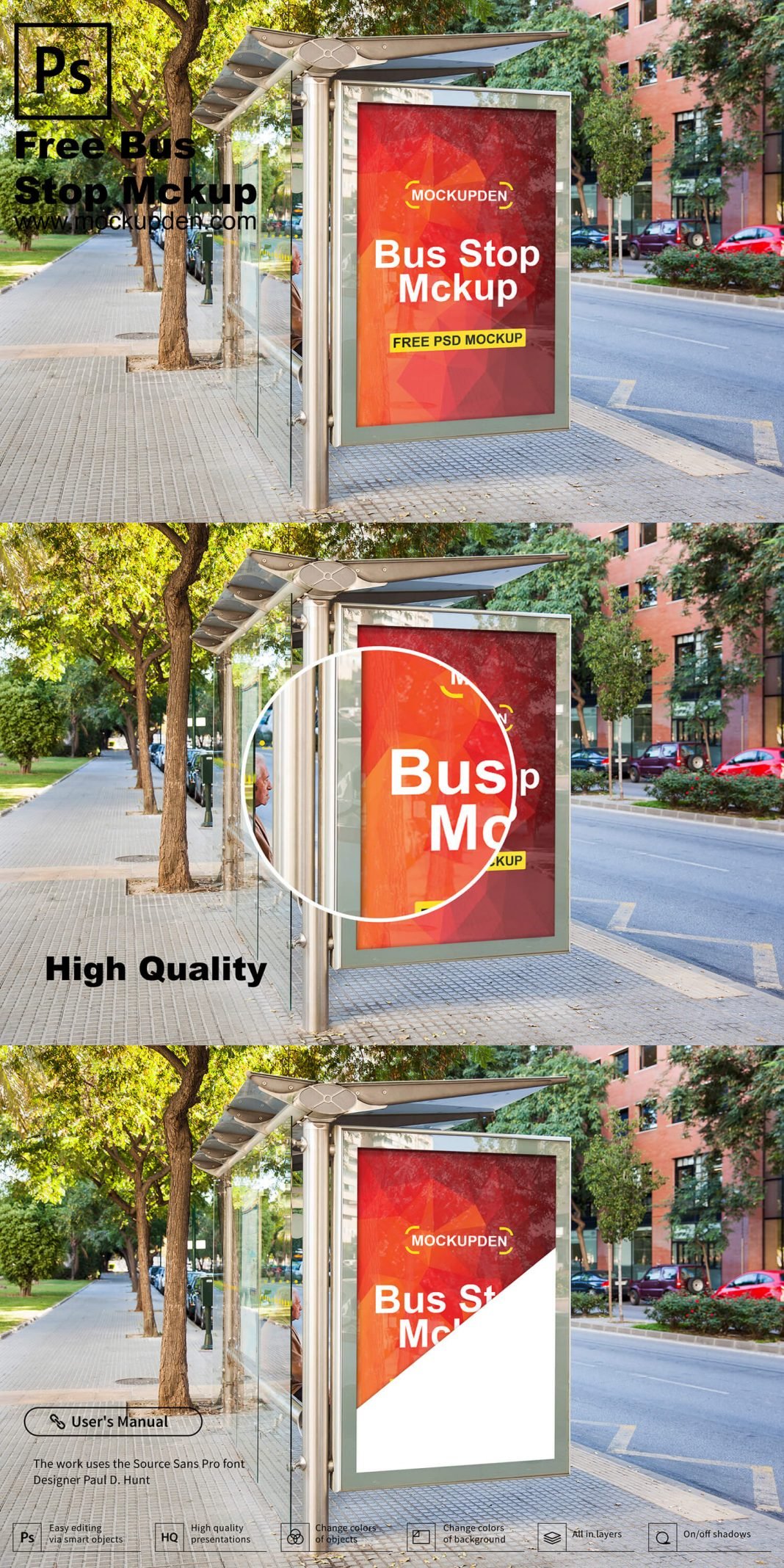 Download Free Bus Stop Advertisement Mockup PSD Template | Mockup Den