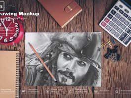 Free Drawing Mockup PSD Template