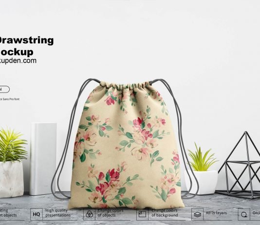 Free Drawstring Bag Mockup PSD Template