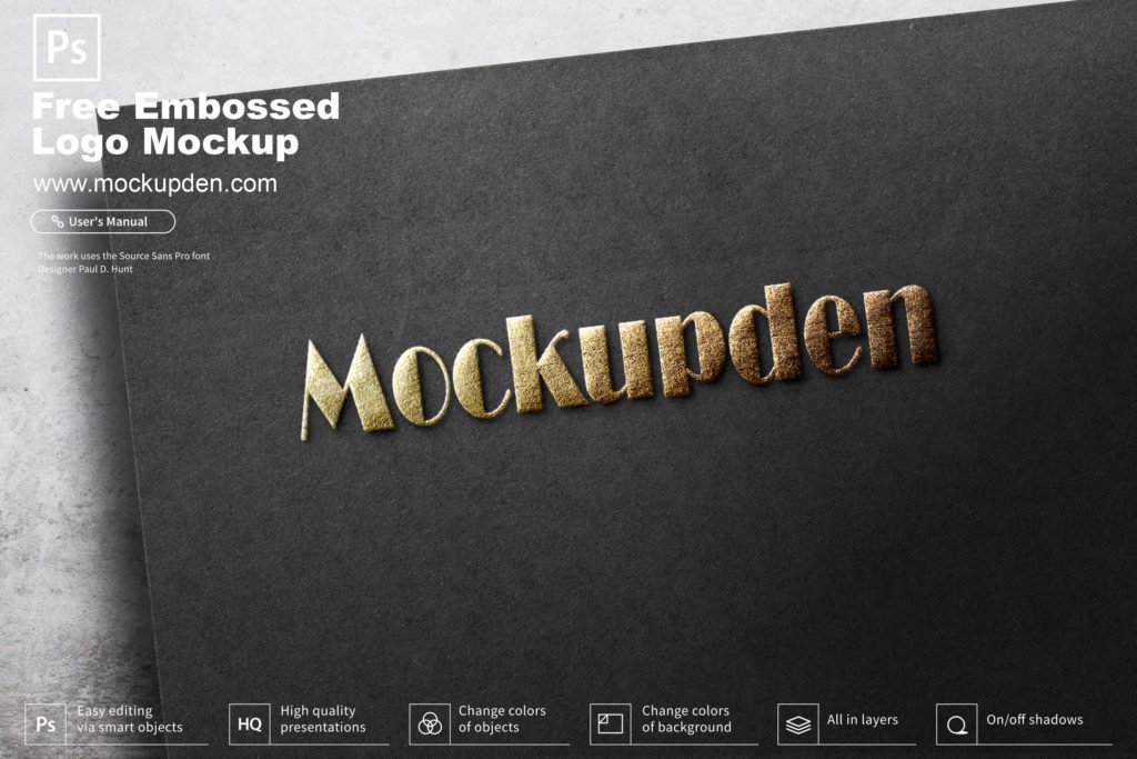Download Free Embossed Logo | Mockup PSD Template