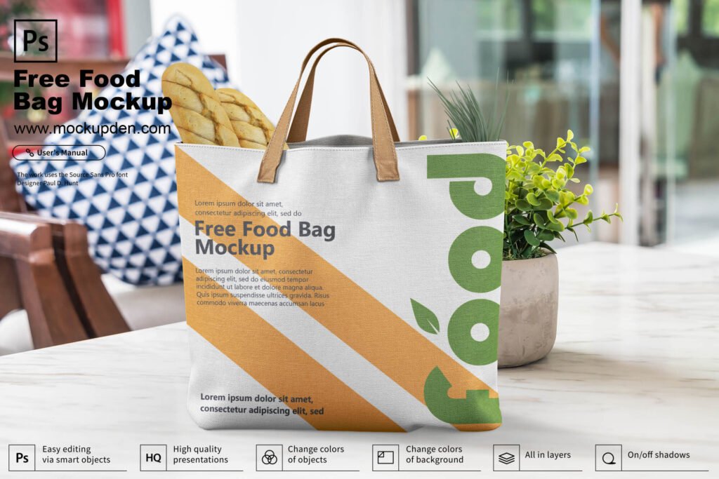 Download Free Food Carry Bag Mockup PSD Template -| Mockup Den