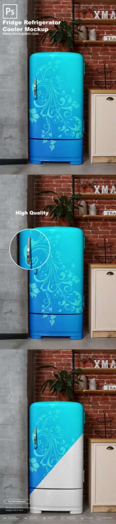 Free Fridge Refrigerator Cooler Mockup PSD Template