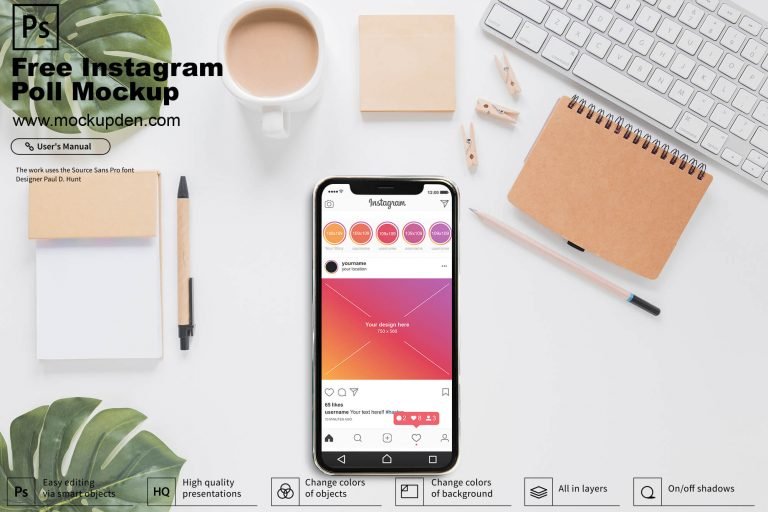 Free Instagram Profile On Mobile Mockup PSD Template