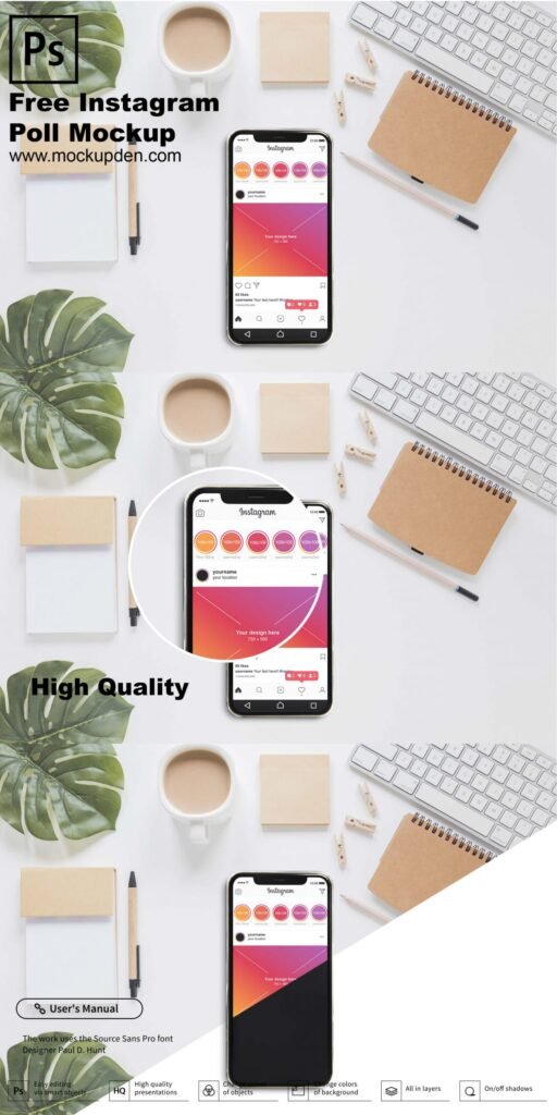 Free Instagram Profile On Mobile Mockup PSD Template
