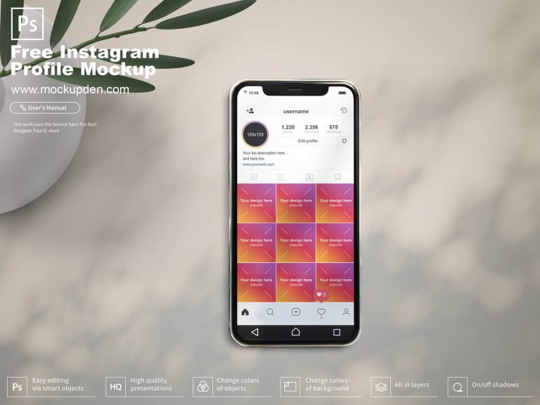 Free Instagram Profile Mockup PSD Template