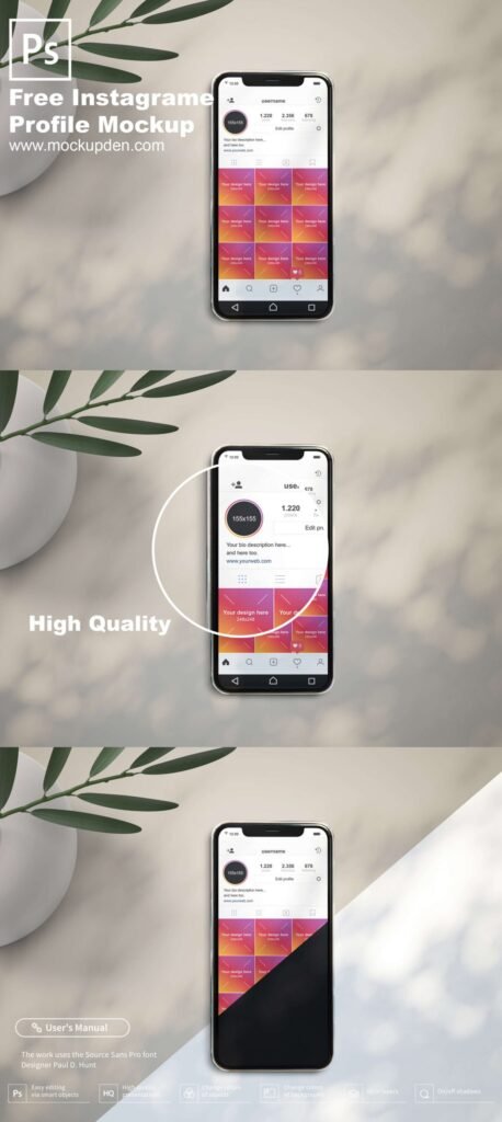 Download Free Instagram Profile Mockup Psd Template Mockup Den