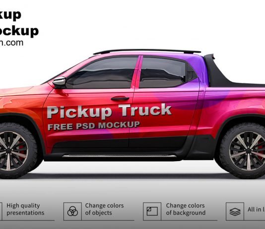 Free Pickup Truck Mockup PSD Template