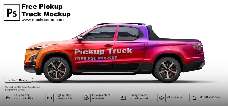 Free Pickup Truck Mockup PSD Template