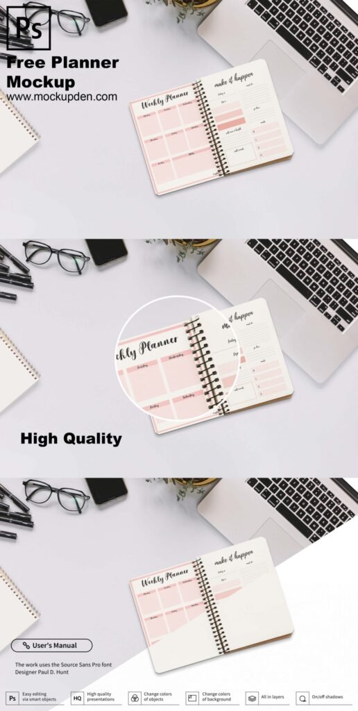 Free Planner Mockup PSD Template | Mockup Den