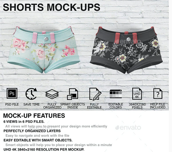 Shorts Mockups - Woman Clothing Mockup